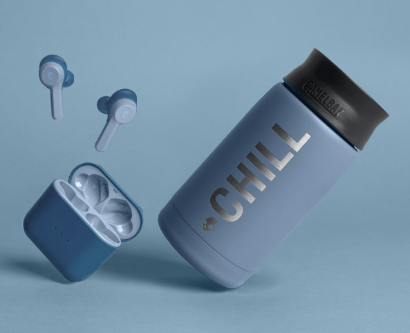 Skullcandy Limited Edition Chill Blue Indy True Wireless Earbuds and CamelBak Mug
